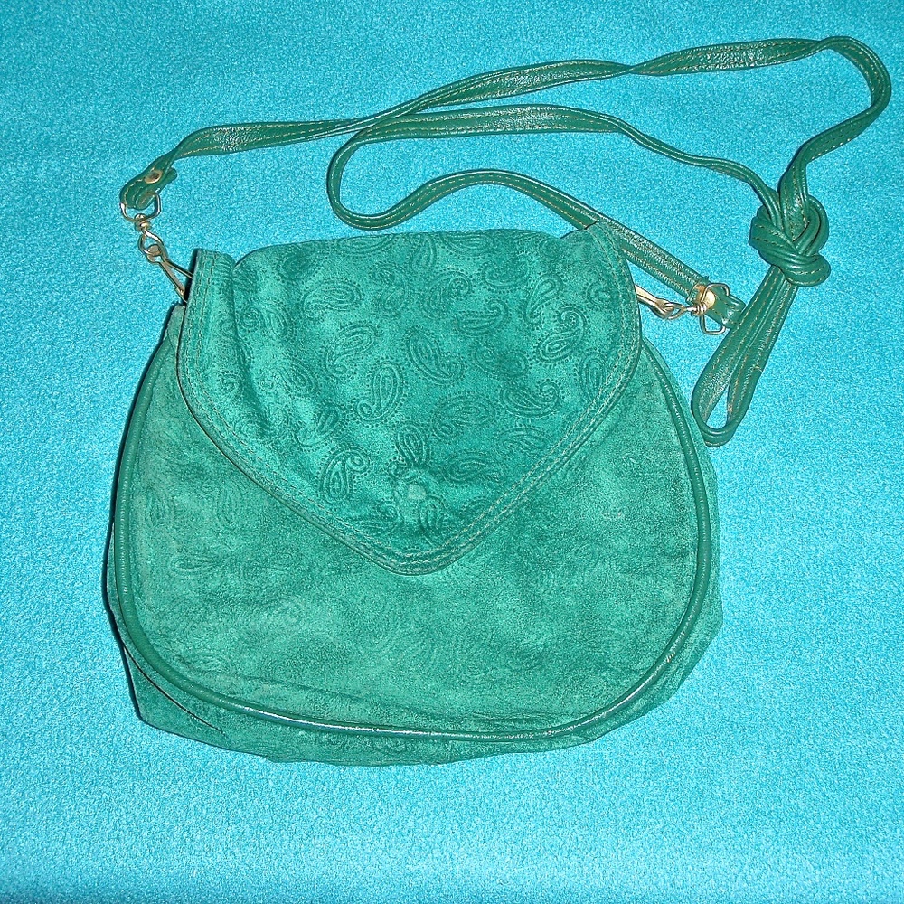 EMILY LAWRENCE LTD WOMEN'S GREEN LEATHER PAISLEY SMALL POCKETBOOK MADE IN ITALY